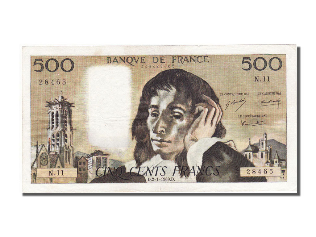 Banknote, France, 500 Francs, 500 F 1968-1993 ''Pascal'', 1969, 1969-01-02