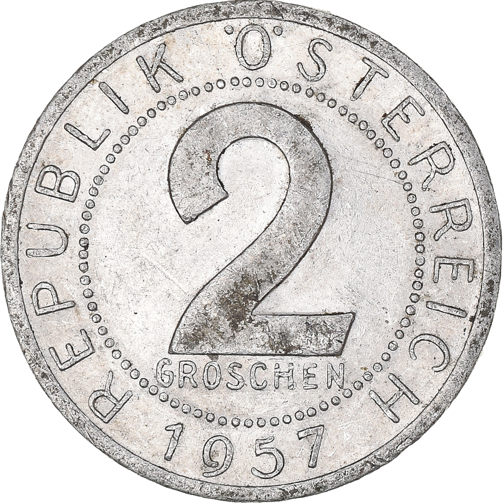 Moneda, Austria, 2 Groschen, 1957