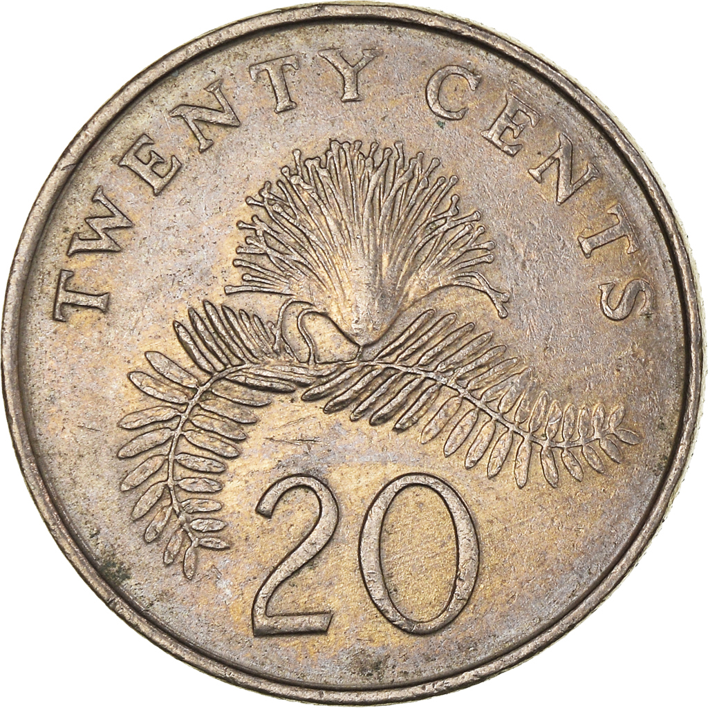 Moneda, Singapur, 20 Cents, 1989