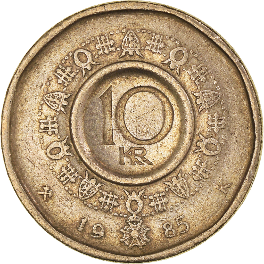 Moneda, Noruega, 10 Kroner, 1985