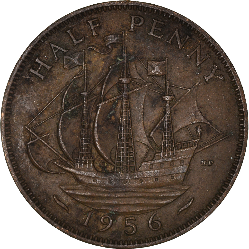 Moneda, Gran Bretaña, 1/2 Penny, 1956