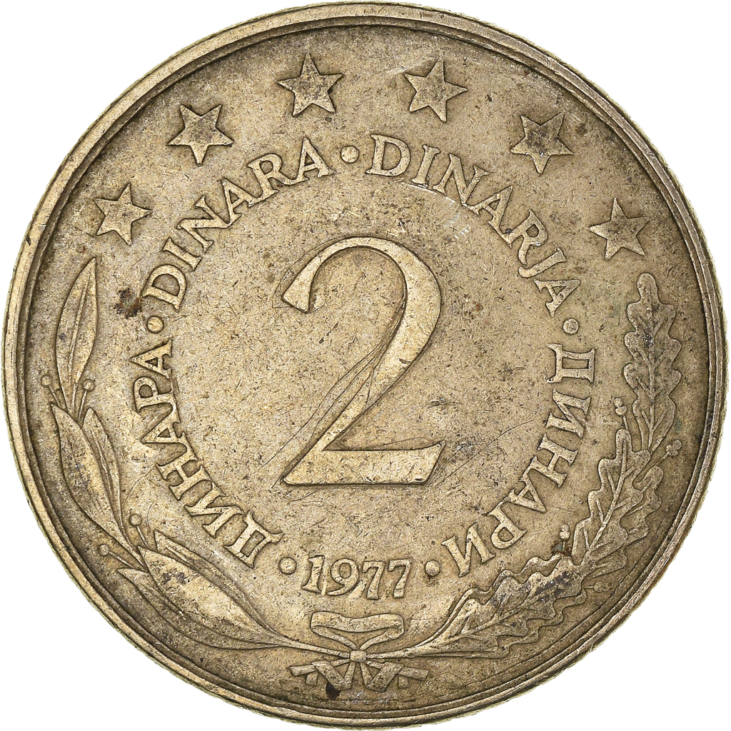 Moneda, Yugoslavia, 2 Dinara, 1977