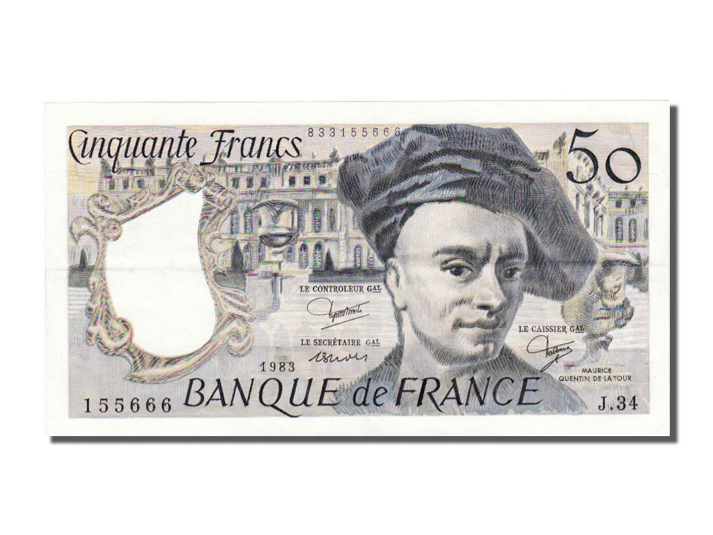 Geldschein, Frankreich, 50 Francs, 50 F 1976-1992 ''Quentin de La Tour'', 1983