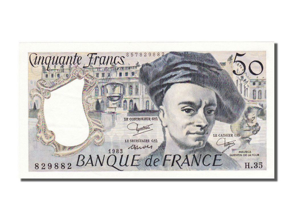 Geldschein, Frankreich, 50 Francs, 50 F 1976-1992 ''Quentin de La Tour'', 1983