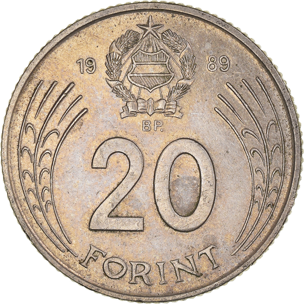 Moneda, Hungría, 20 Forint, 1989