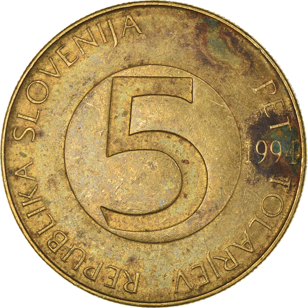 Moneda, Eslovenia, 5 Tolarjev, 1994