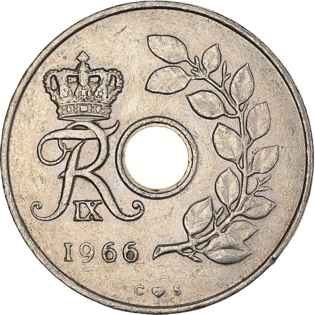 Moneda, Dinamarca, 25 Öre, 1966