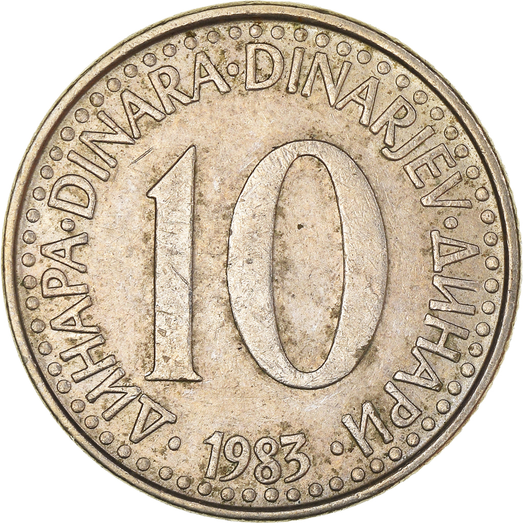 Moneda, Yugoslavia, 10 Dinara, 1983