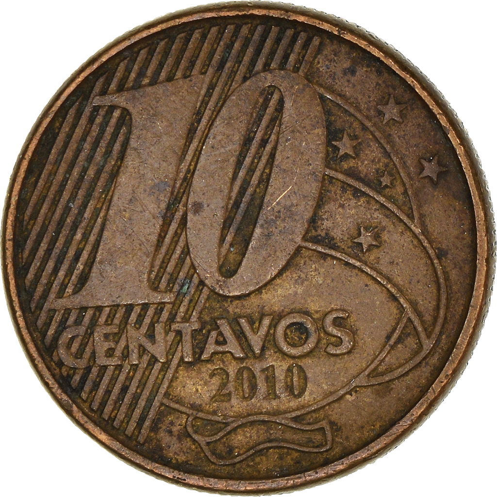 Moneda, Brasil, 10 Centavos, 2010