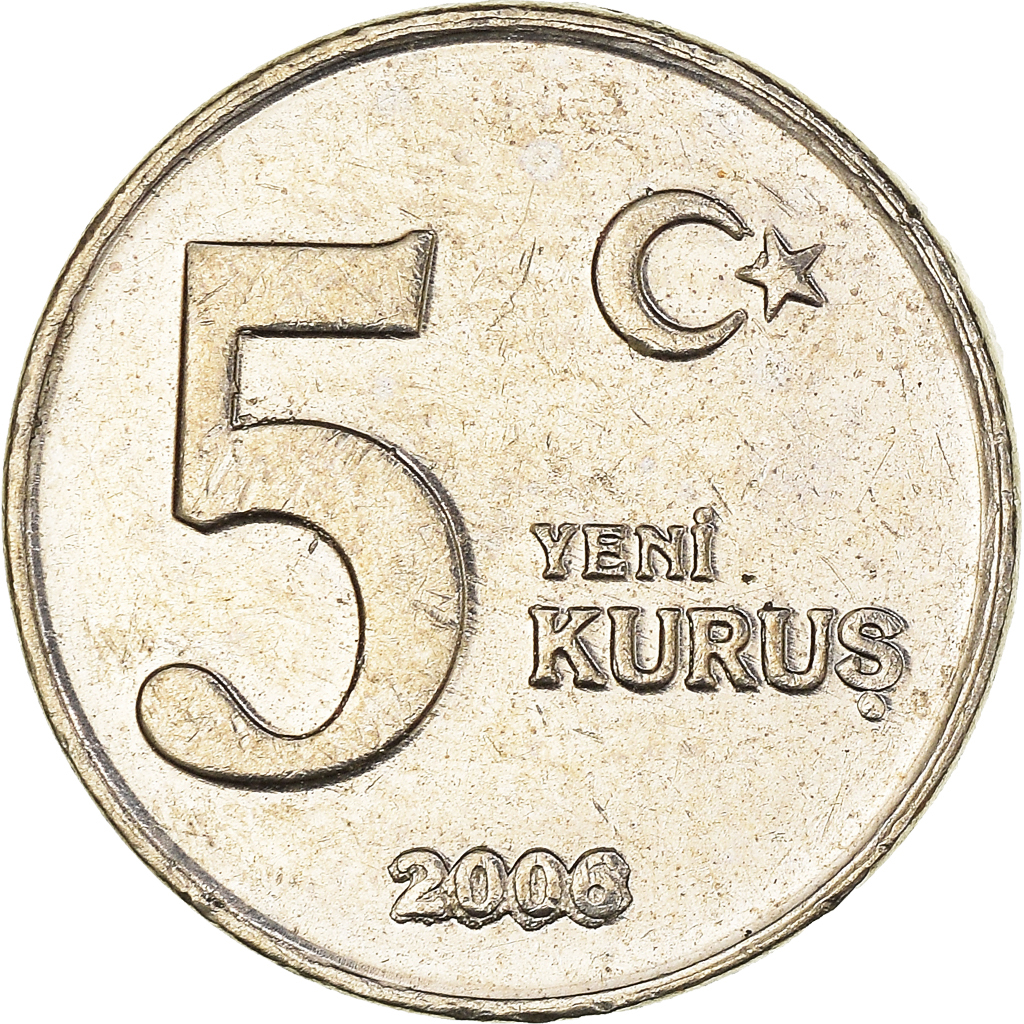 Moneda, Turquía, 5 Kurus, 2006