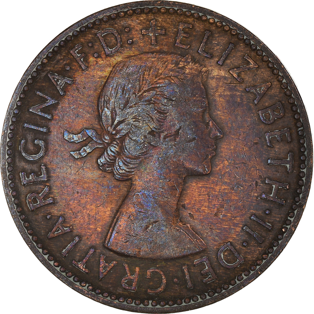 Moneda, Gran Bretaña, 1/2 Penny, 1957