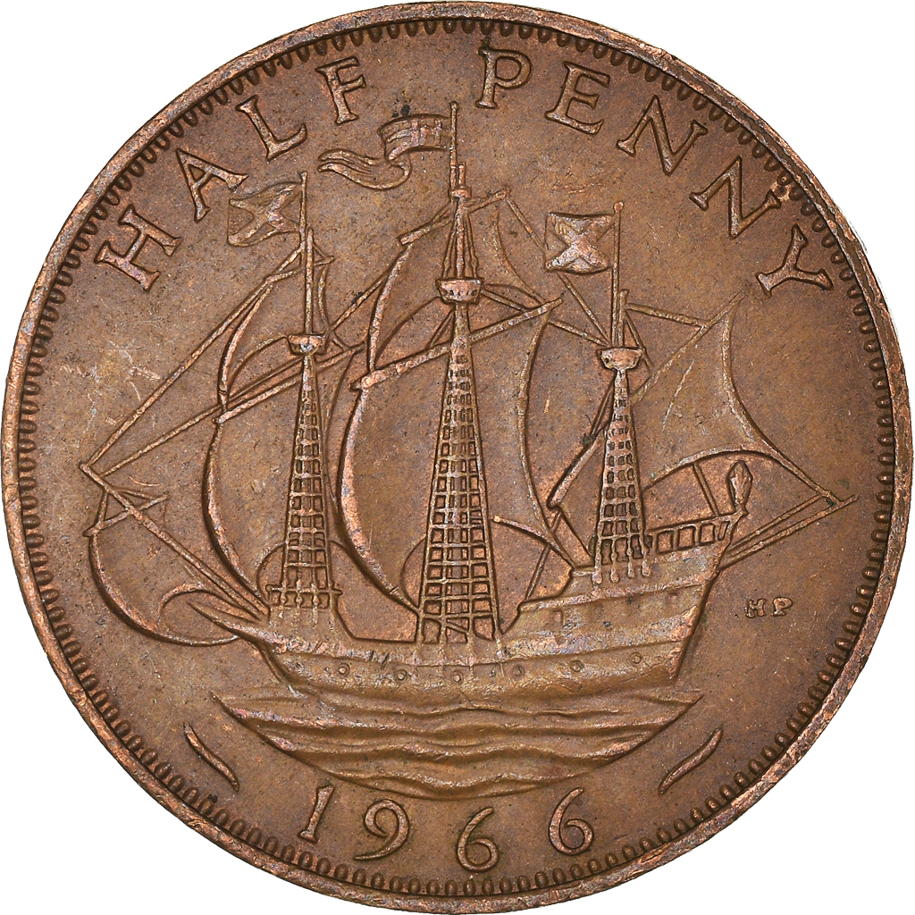 Moneda, Gran Bretaña, 1/2 Penny, 1966