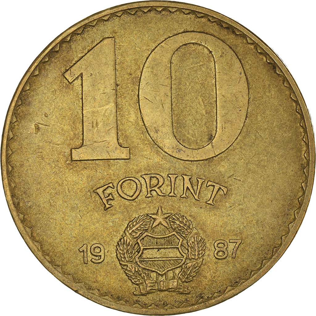 Moneda, Hungría, 10 Forint, 1987