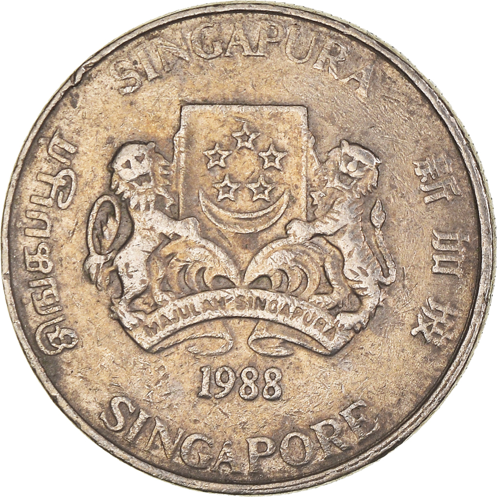 Moneda, Singapur, 20 Cents, 1988