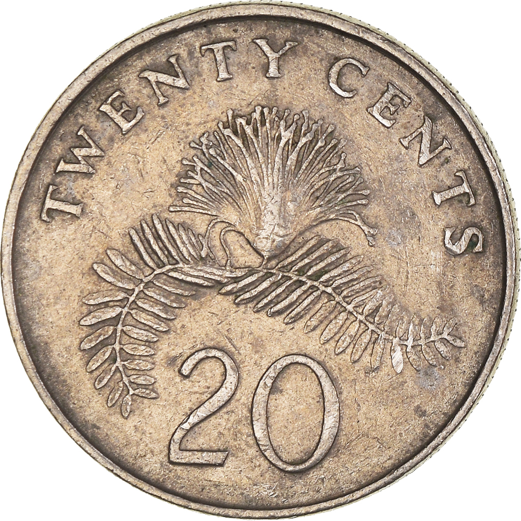 Moneda, Singapur, 20 Cents, 1988