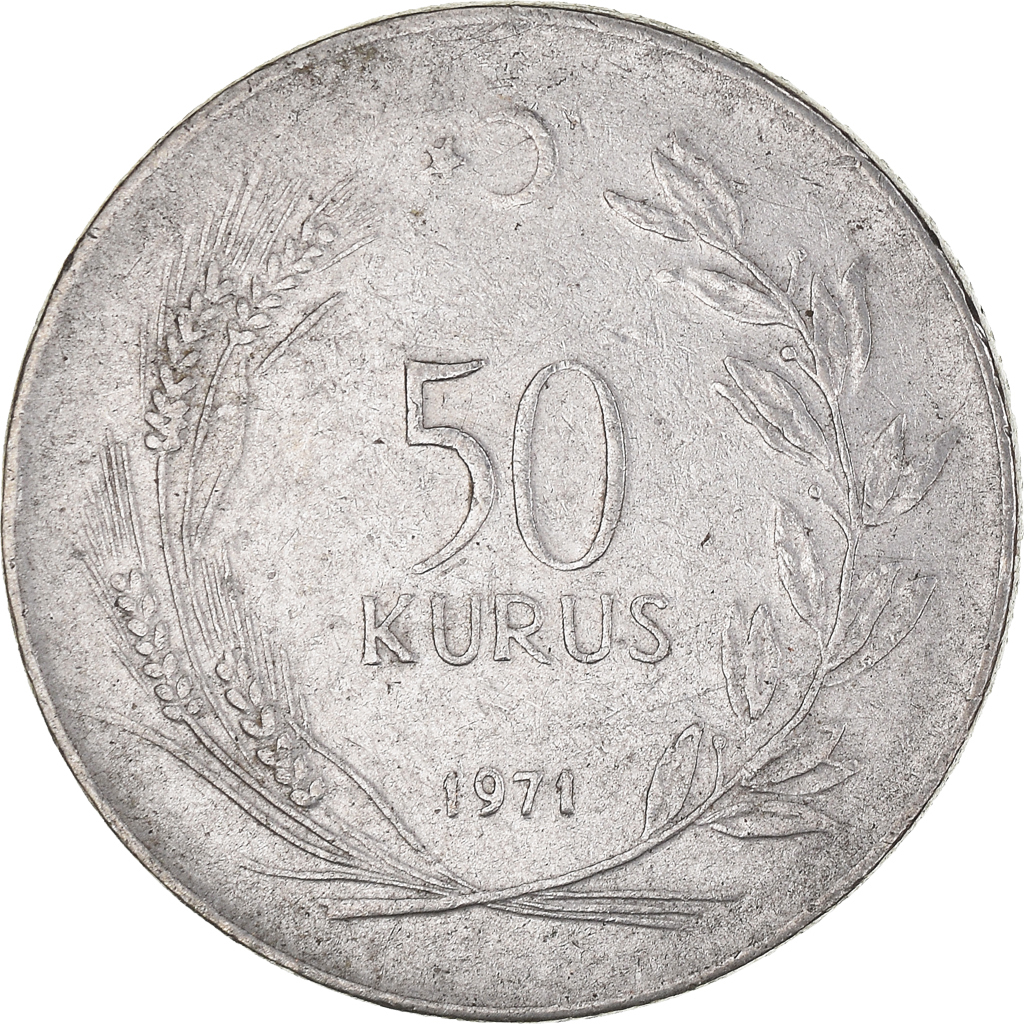 Moneda, Turquía, 50 Kurus, 1971