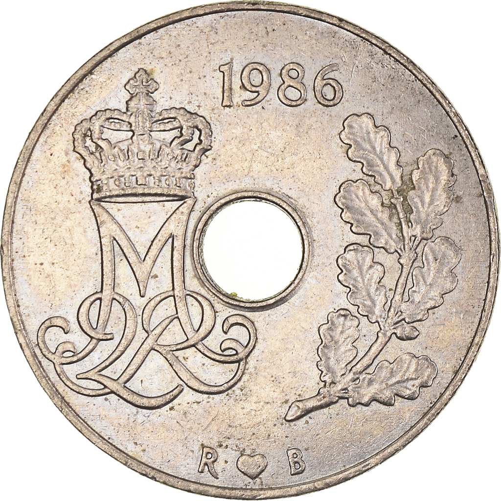 Moneda, Dinamarca, 25 Öre, 1986