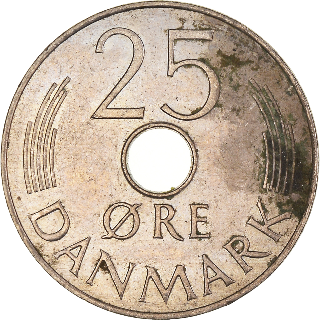 Moneda, Dinamarca, 25 Öre, 1986
