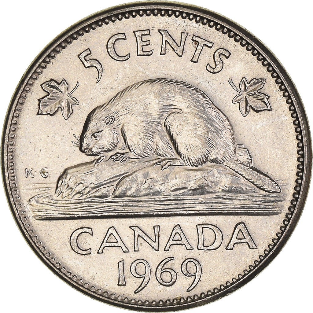 Moneda, Canadá, 5 Cents, 1969