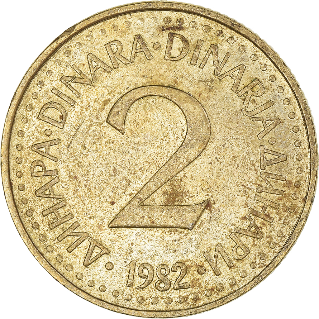 Moneda, Yugoslavia, 2 Dinara, 1982
