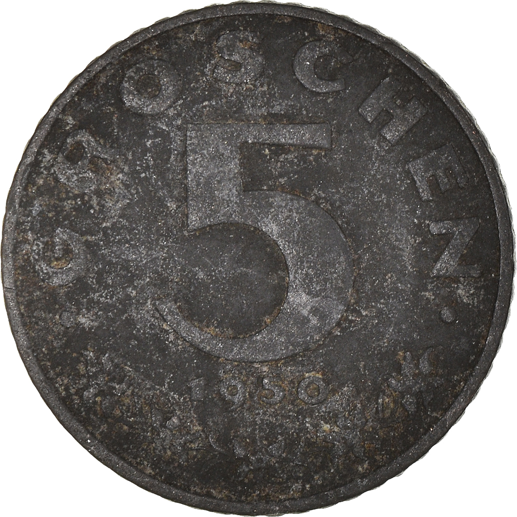 Moneda, Austria, 5 Groschen, 1950