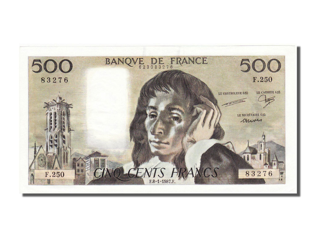 Banknote, France, 500 Francs, 500 F 1968-1993 ''Pascal'', 1987, 1987-01-08