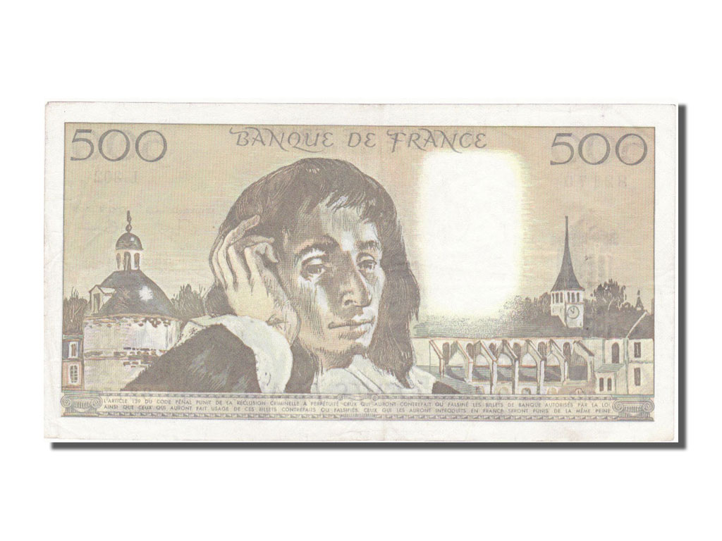 Banknote, France, 500 Francs, 500 F 1968-1993 ''Pascal'', 1989, 1989-07-06