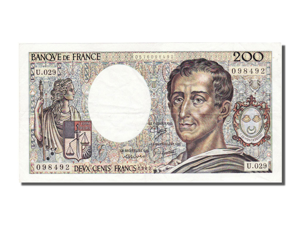 Banknote, France, 200 Francs, 200 F 1981-1994 ''Montesquieu'', 1985, UNC(60-62)
