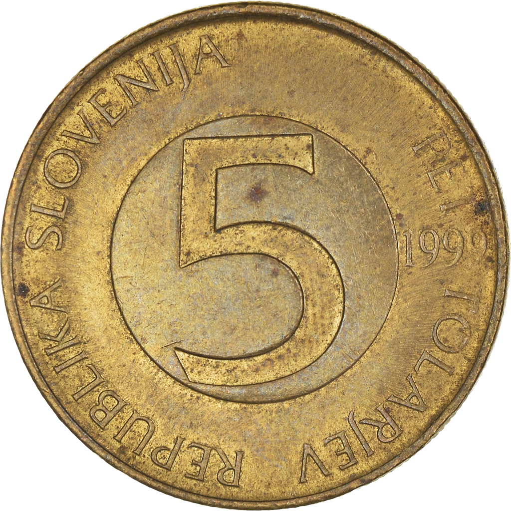 Moneda, Eslovenia, 5 Tolarjev, 1999