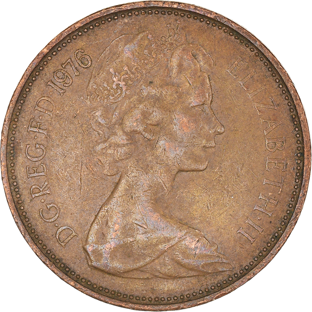 Moneda, Gran Bretaña, 2 New Pence, 1976