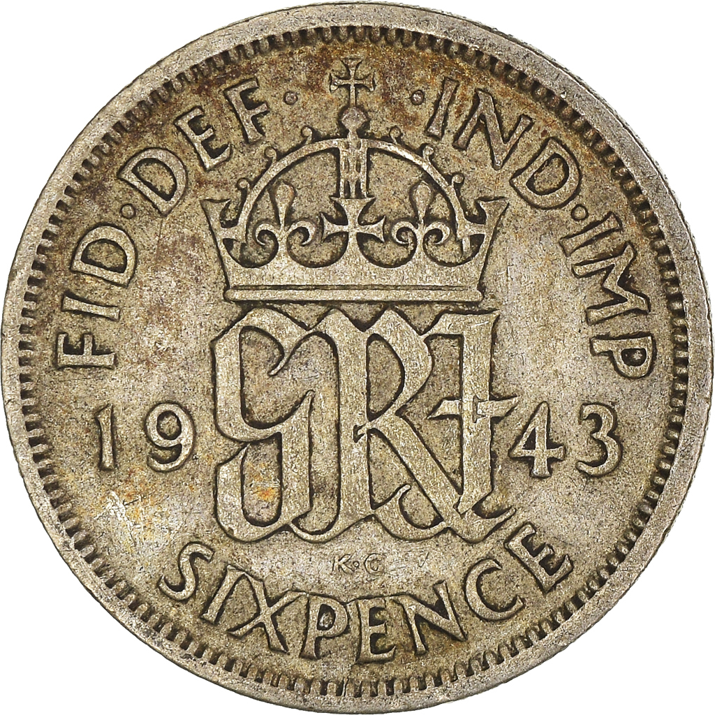 Moneda, Gran Bretaña, 6 Pence, 1943