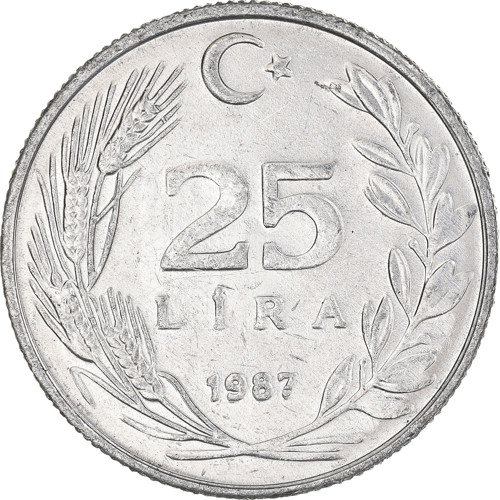 Coin, Turkey, 25 Lira, 1987