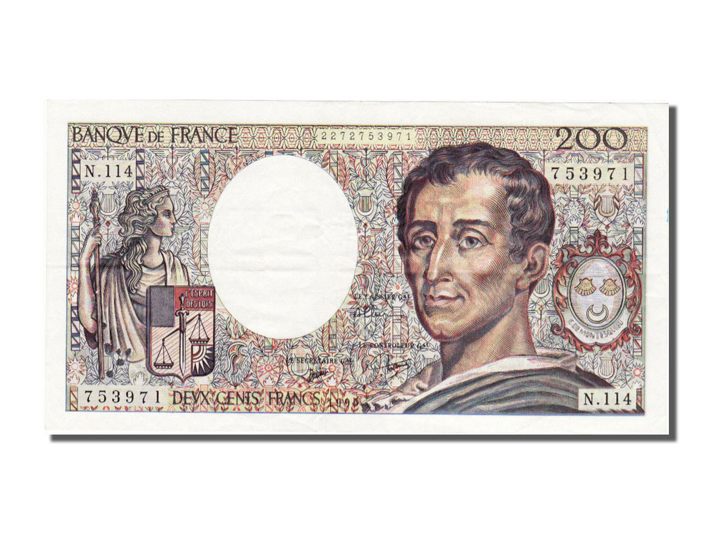 Banknote, France, 200 Francs, 200 F 1981-1994 ''Montesquieu'', 1990, UNC(60-62)