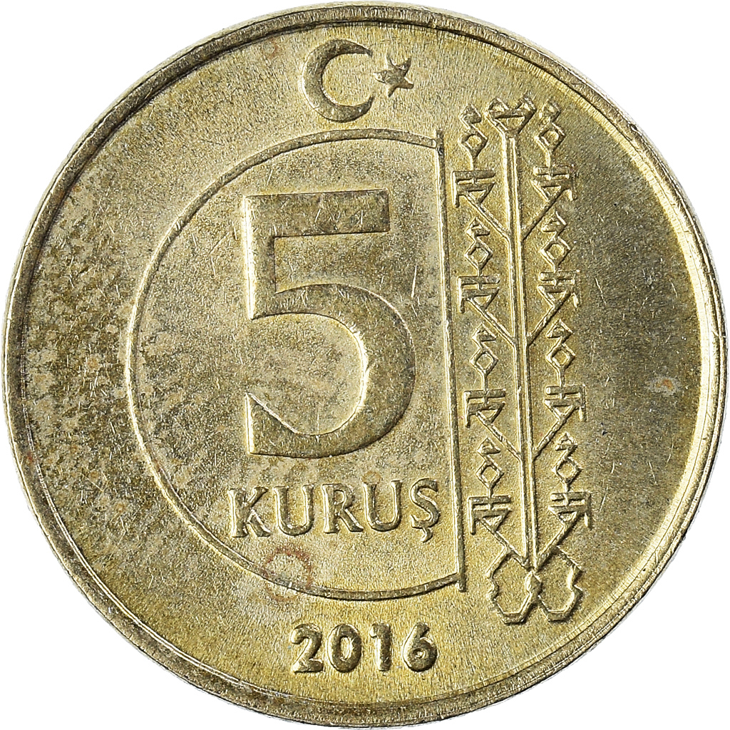 Moneda, Turquía, 5 Kurus, 2016