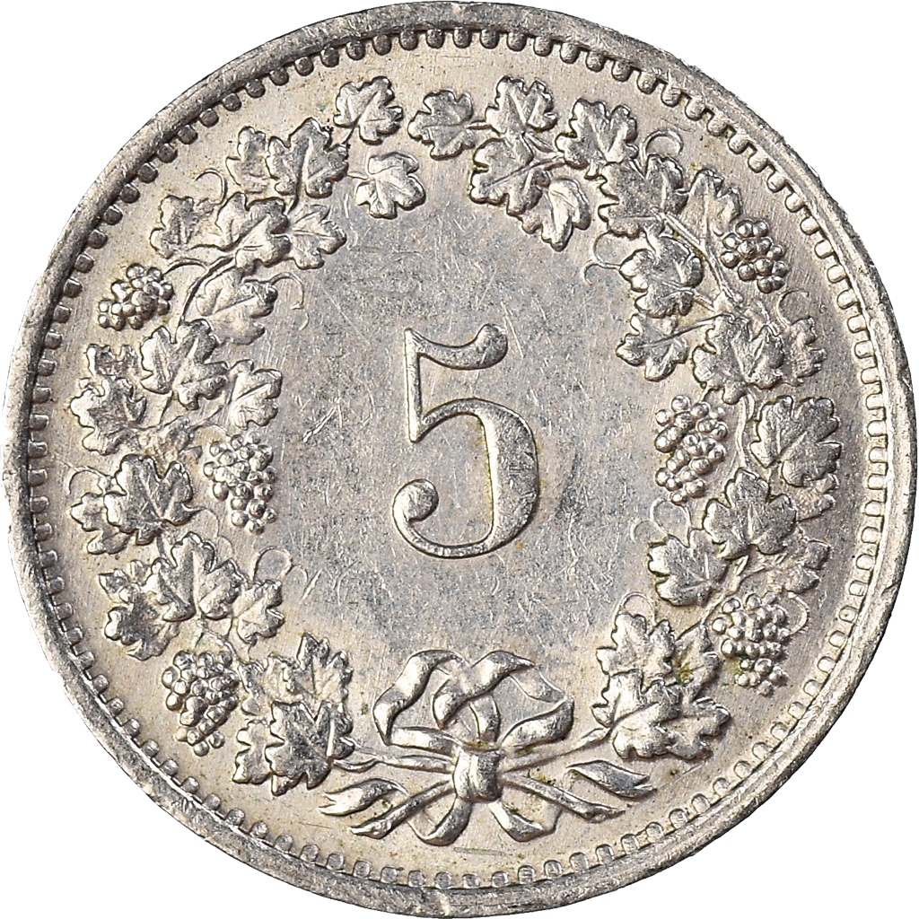 Moneda, Suiza, 5 Rappen, 1970