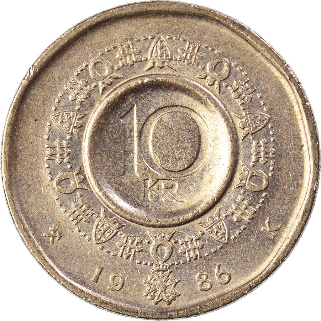 Moneda, Noruega, 10 Kroner, 1986