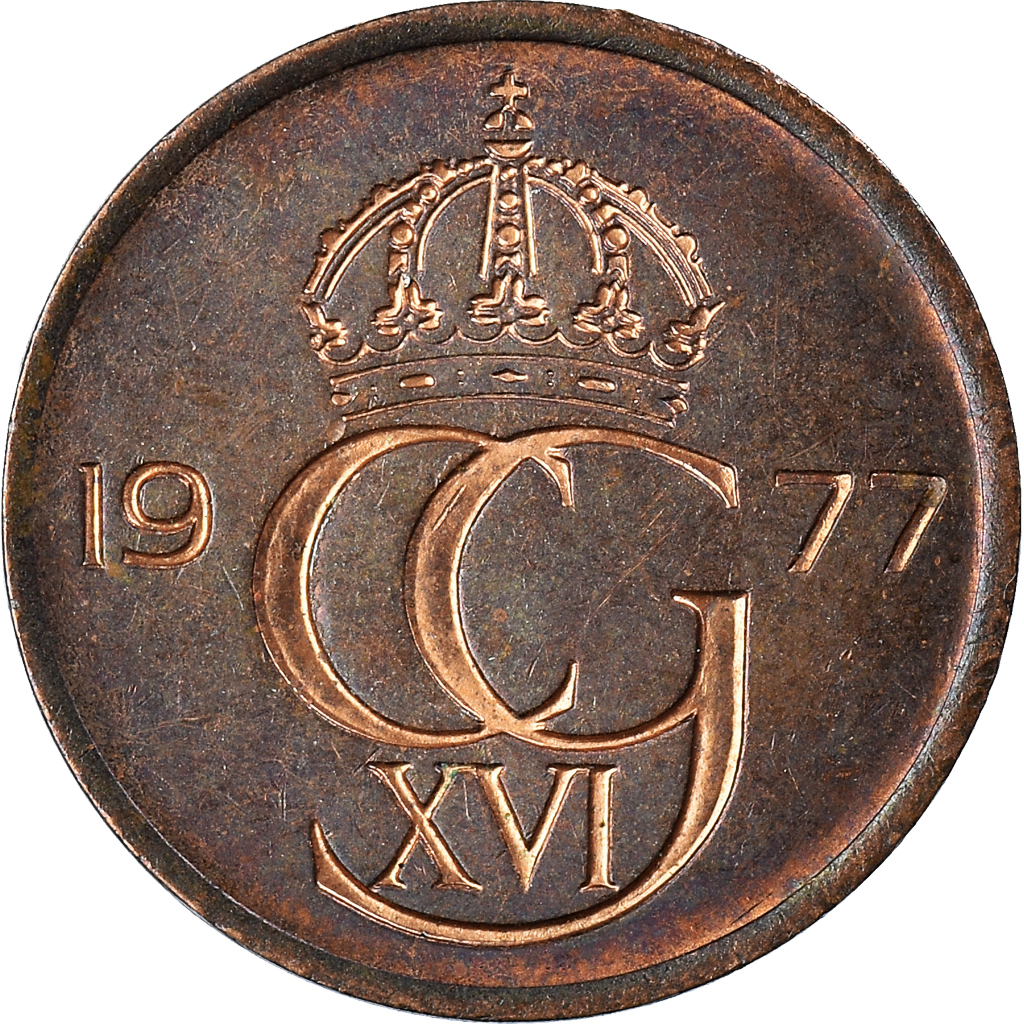 Moneda, Suecia, 5 Öre, 1977