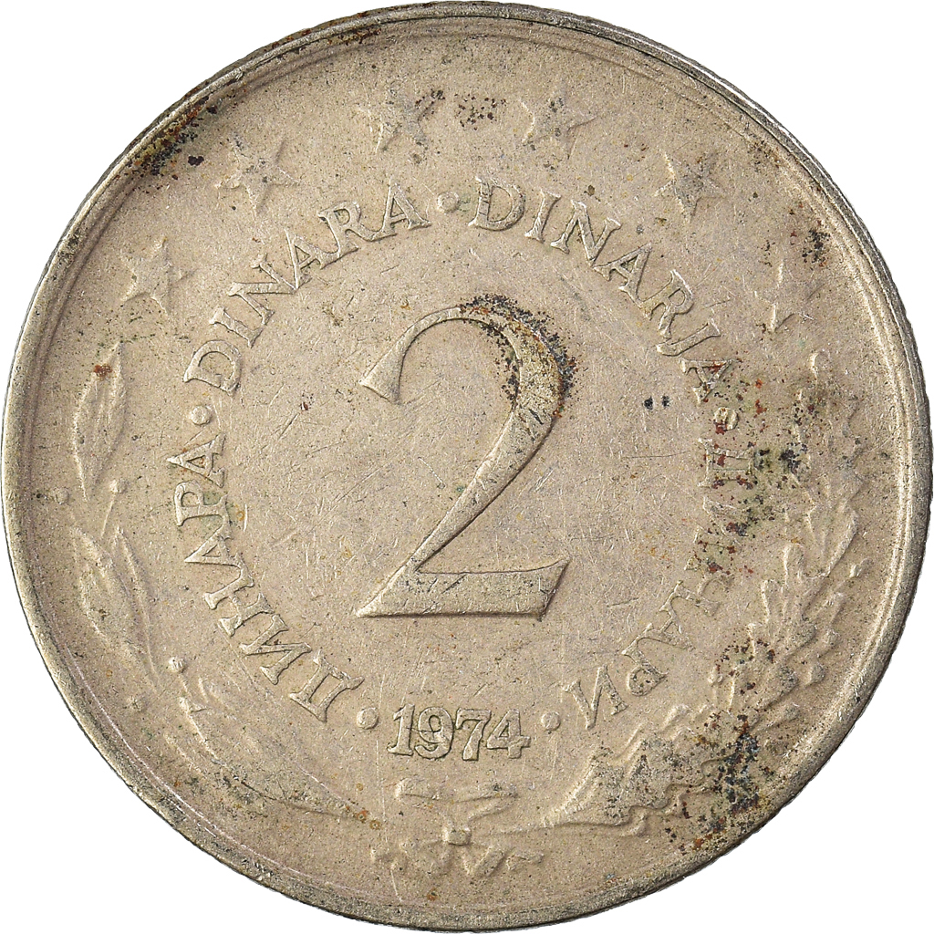 Moneda, Yugoslavia, 2 Dinara, 1974