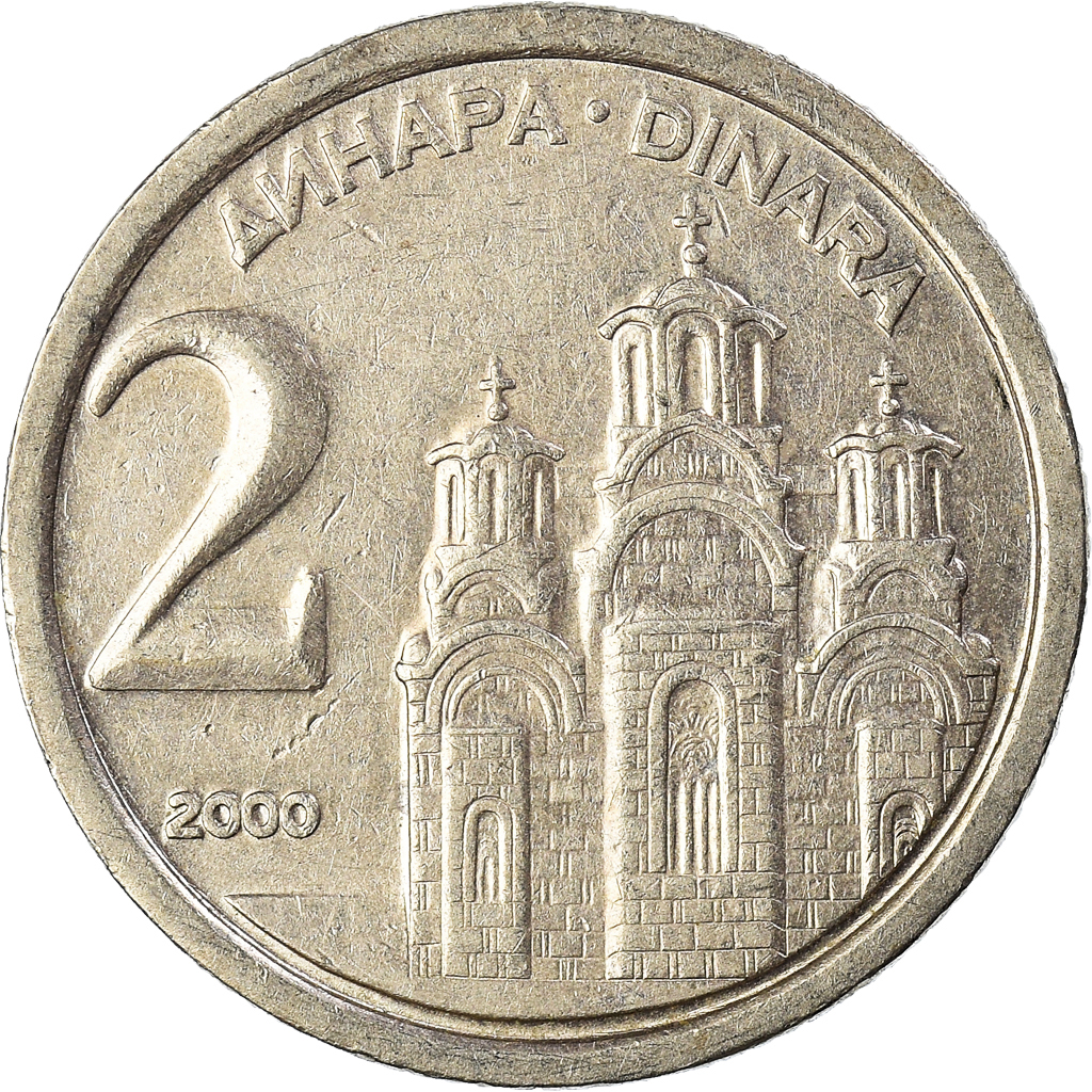 Moneda, Yugoslavia, 2 Dinara, 2000