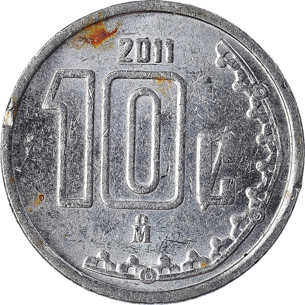 Mexico, 10 Centavos, 2011, Stainless Steel, 