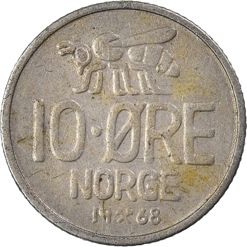 Moneda, Noruega, 10 Öre, 1968