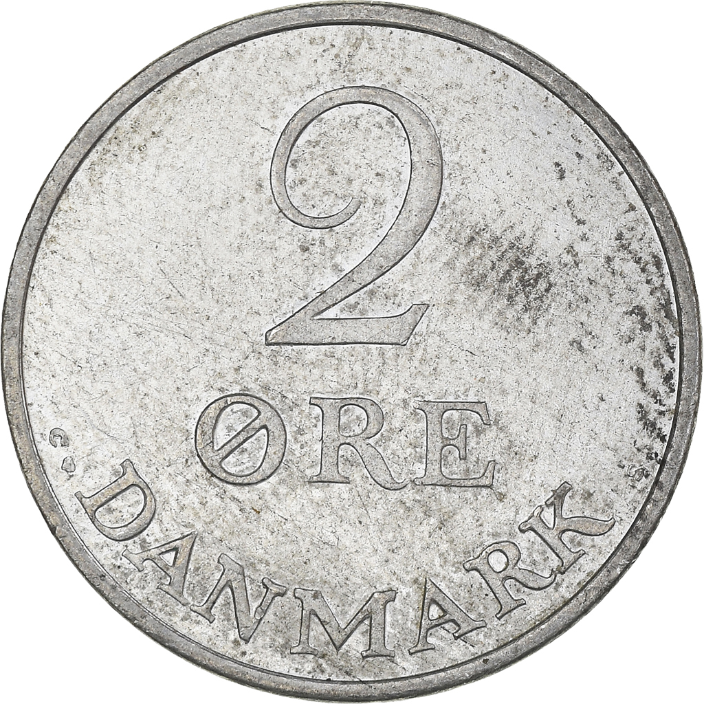 Moneda, Dinamarca, 2 Öre, 1969
