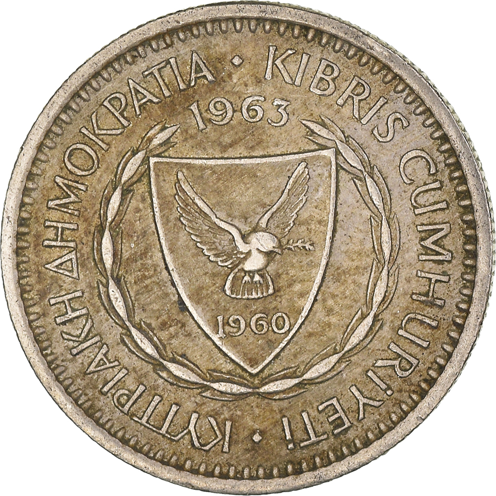 Moneda, Chipre, 25 Mils, 1963
