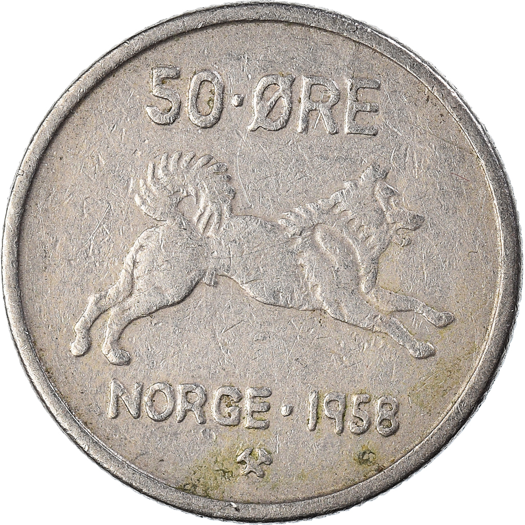 Moneda, Noruega, 50 Öre, 1958