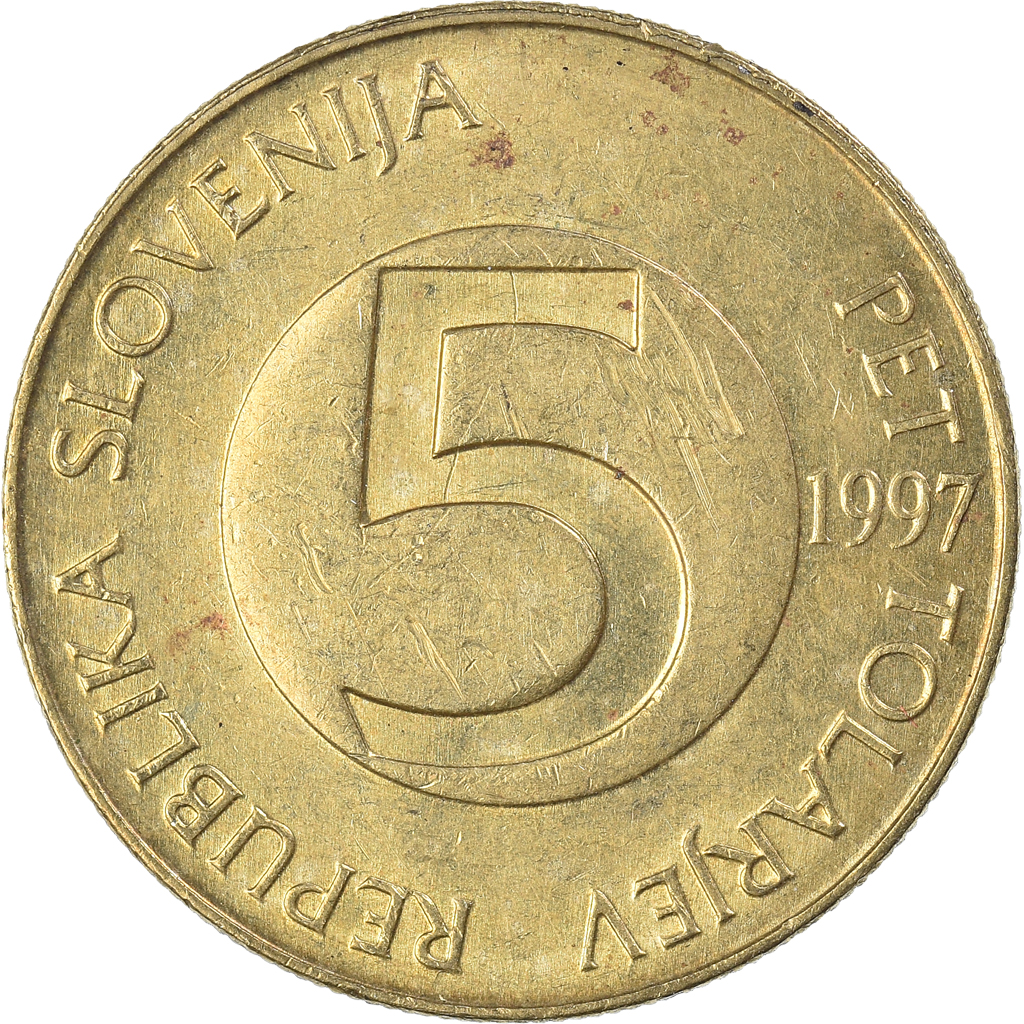 Moneda, Eslovenia, 5 Tolarjev, 1997