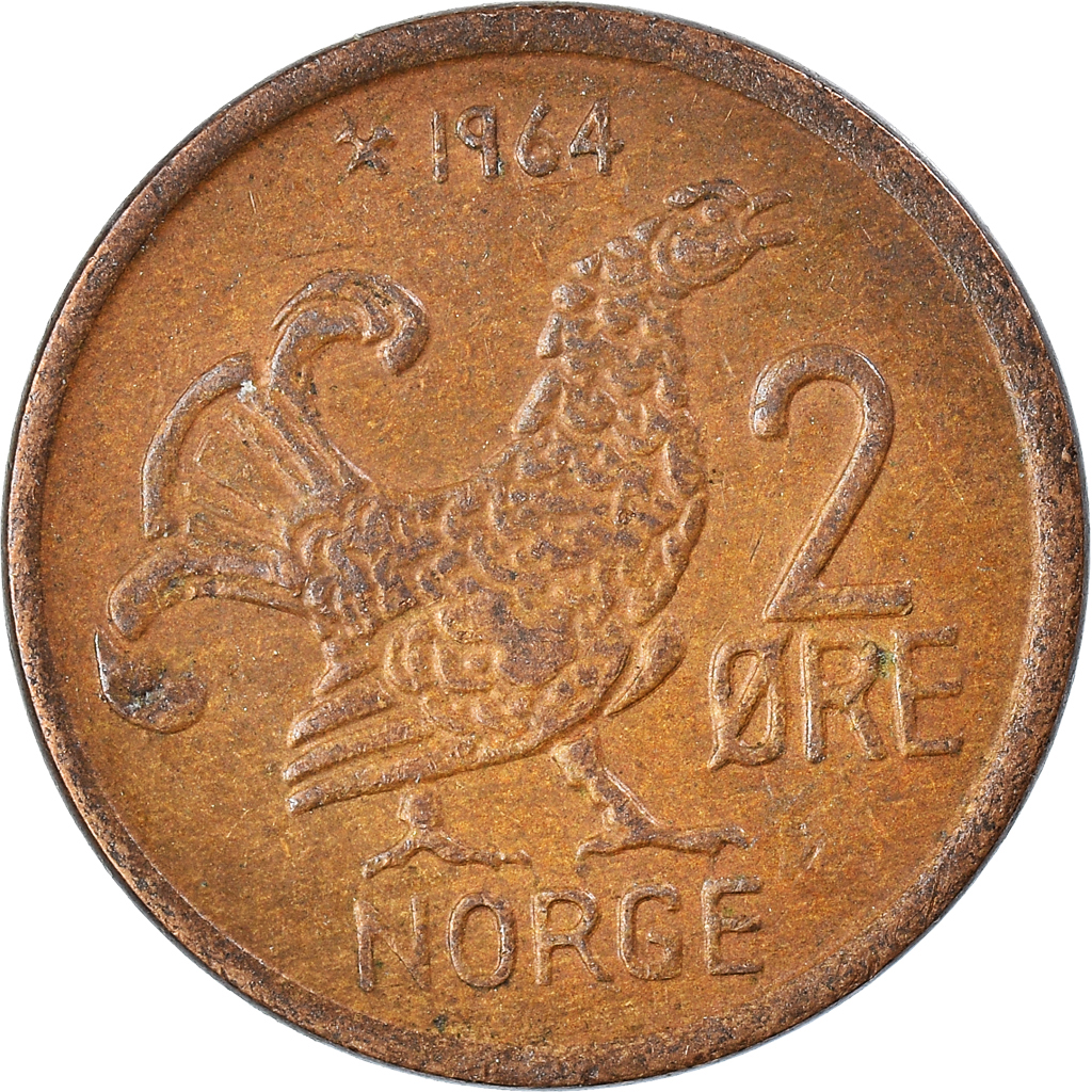 Moneda, Noruega, 2 Öre, 1964