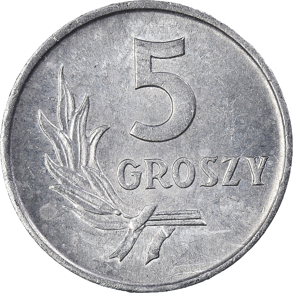 Moneda, Polonia, 5 Groszy, 1970