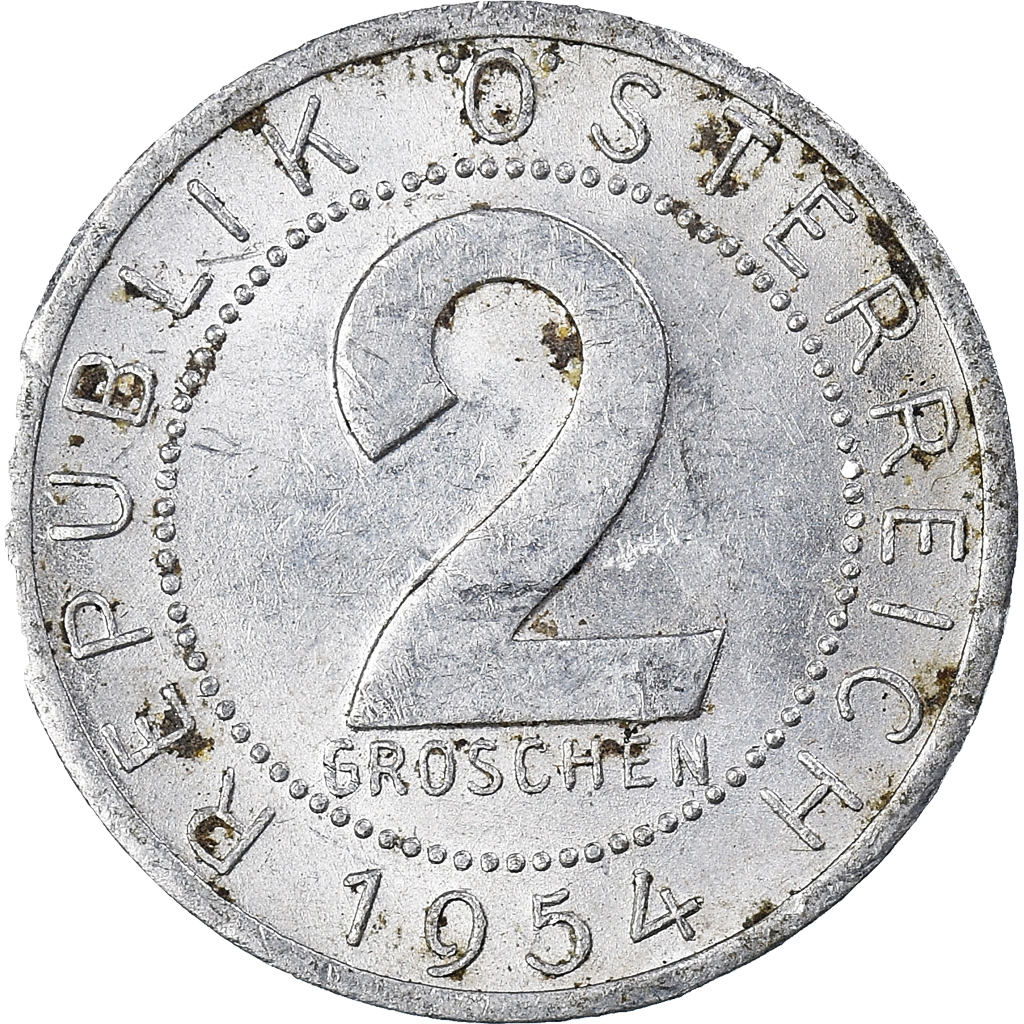 Moneda, Austria, 2 Groschen, 1954