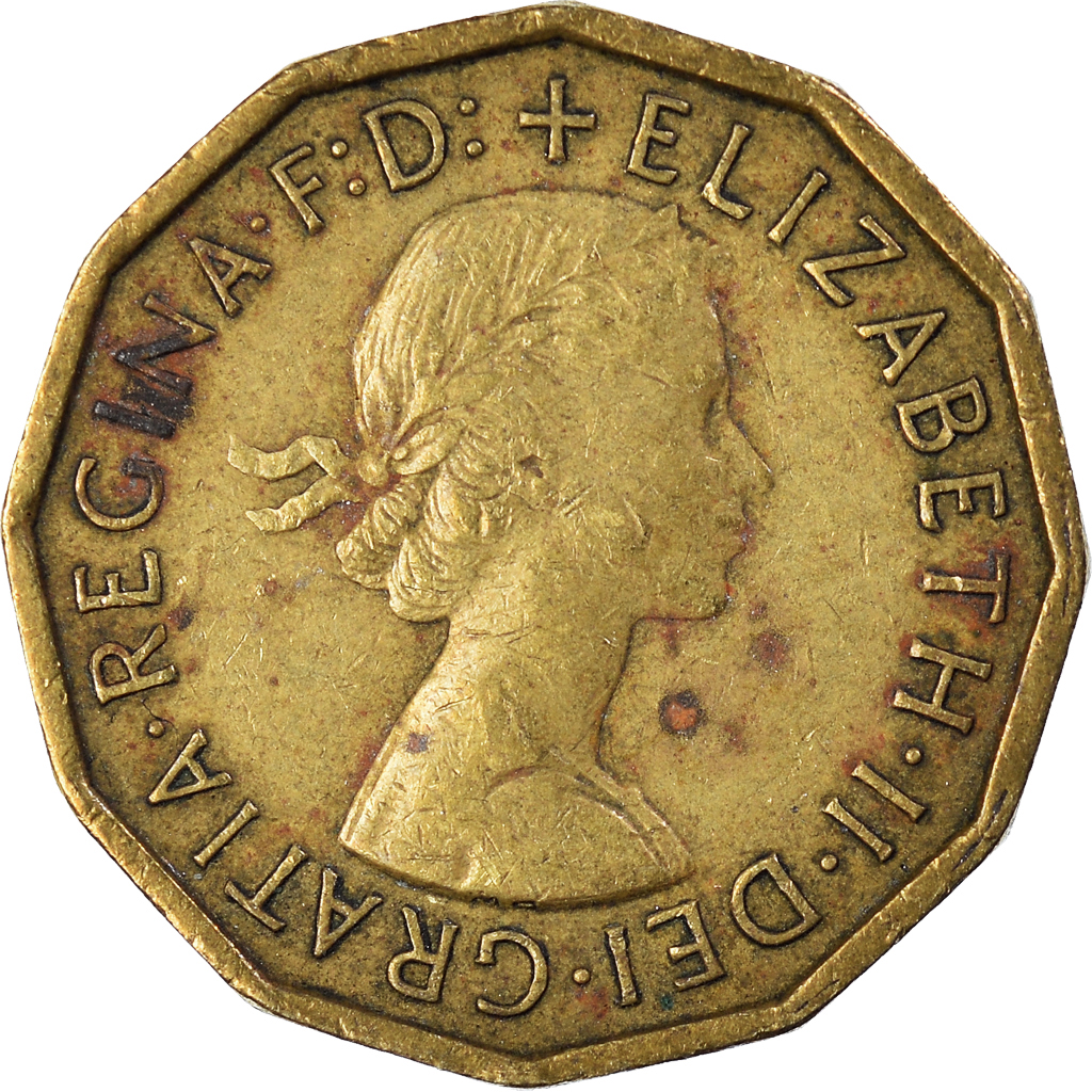 Moneda, Gran Bretaña, 3 Pence, 1962