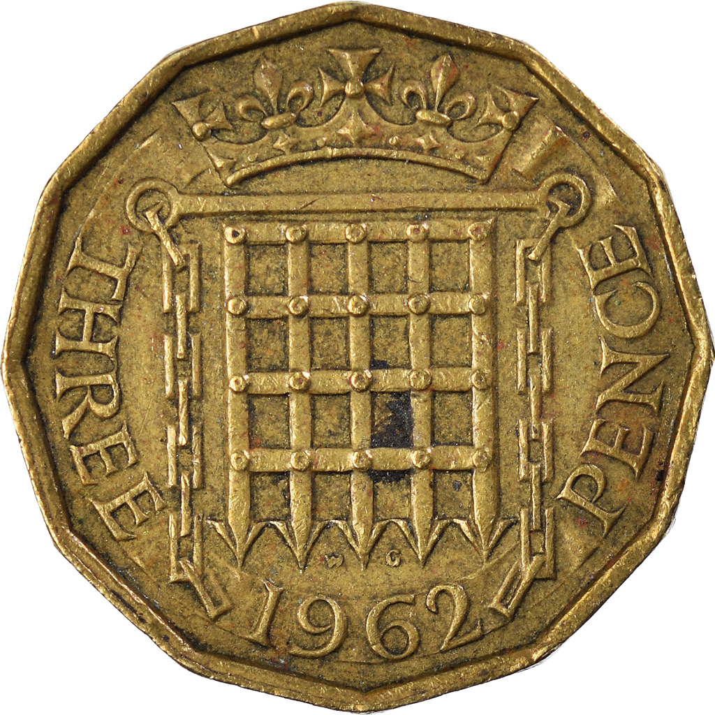 Moneda, Gran Bretaña, 3 Pence, 1962